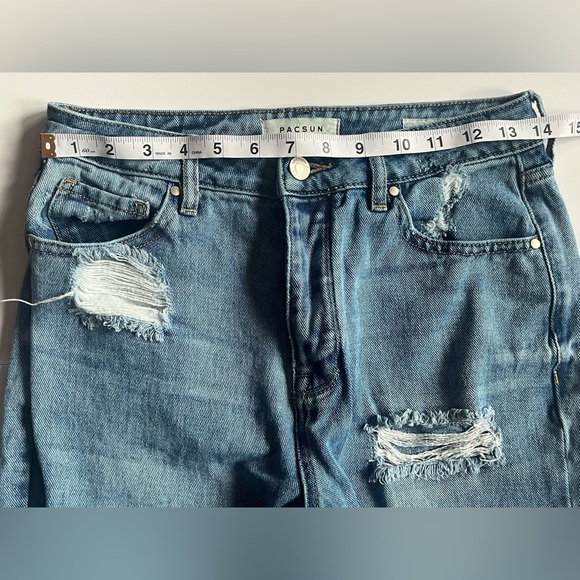 Pacsun Los Angeles Distressed Blue Mom Jeans Size 26 - Picture 5 of 13